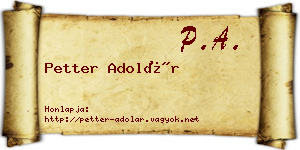 Petter Adolár névjegykártya